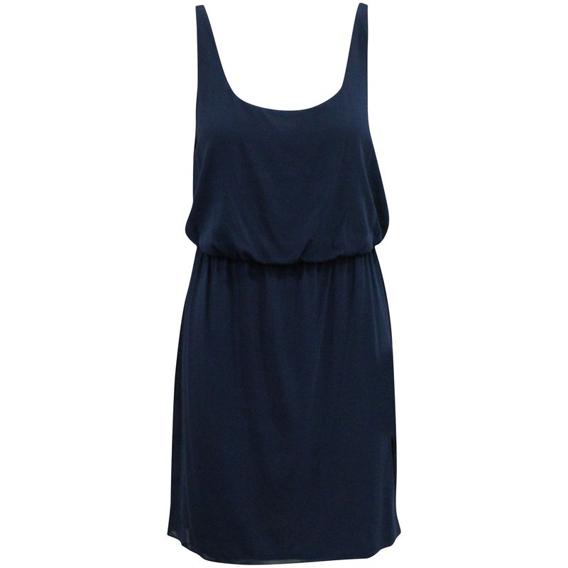 Alice + Olivia Gathered Waist Sleeveless Mini Dress In Blue Silk
